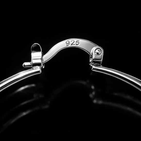 925 Sterling Silver Hoop Earrings 2.5in. Disco 90s Y2K Women's Valentine's Gift - Picture 2 of 8